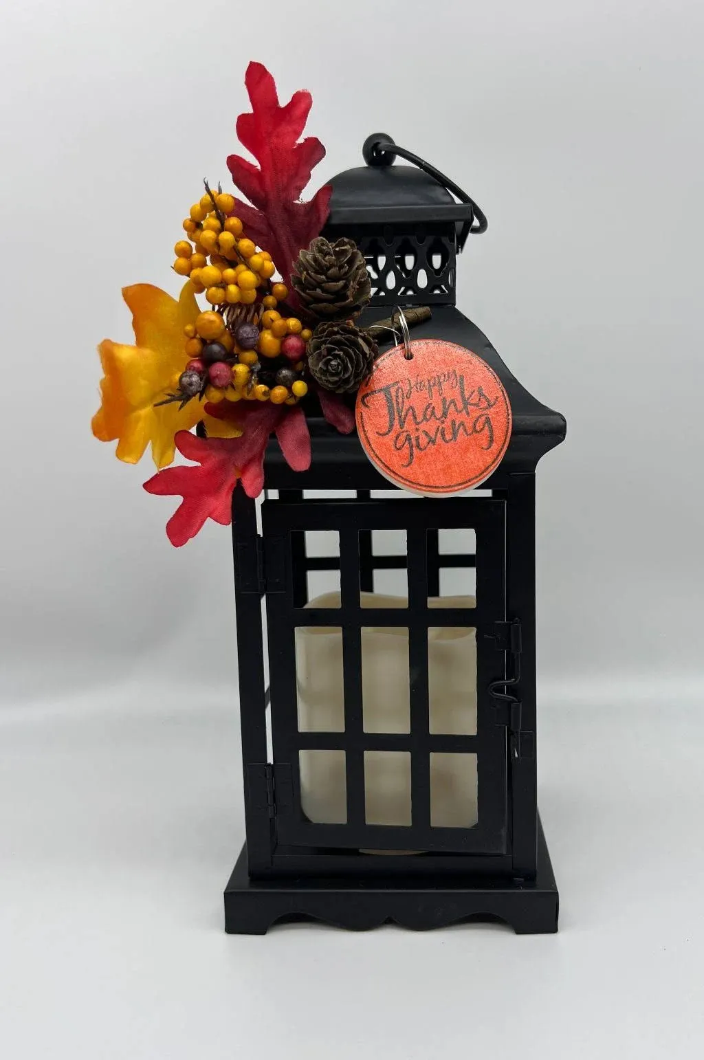 Gerson 2 Lighted Metal Thanksgiving Lanterns with Candle