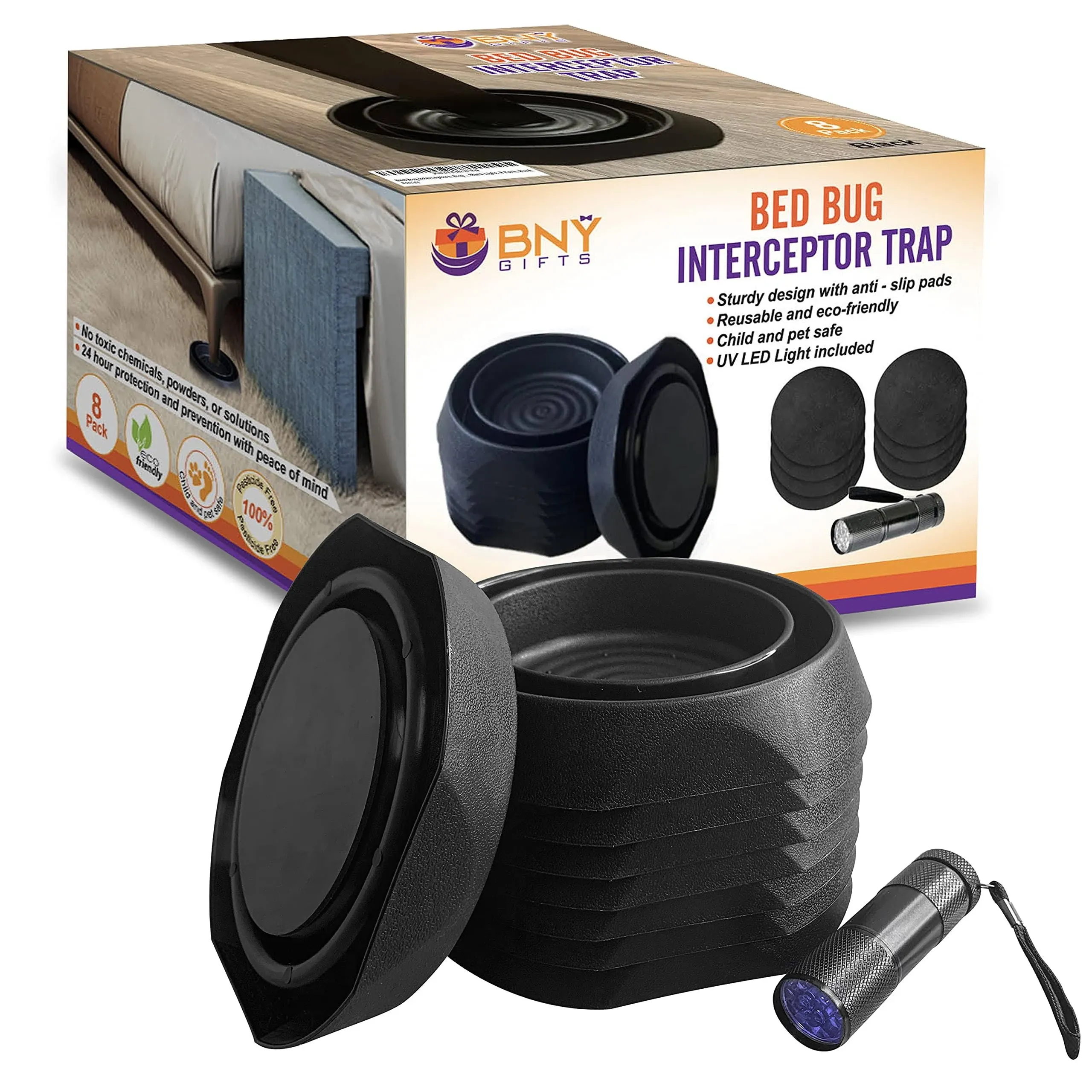 Bed Bug Interceptors, Bug Detector and Bed Bug Trap, with Anti Skid Pads and ...