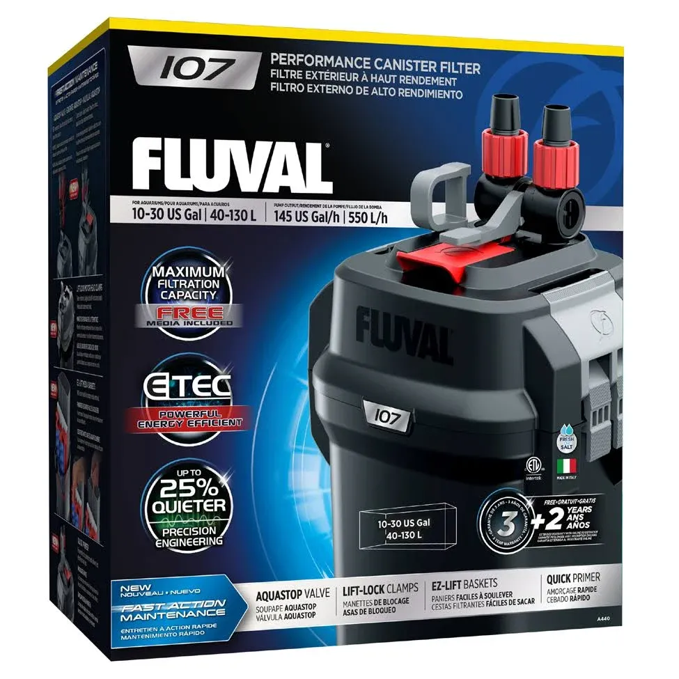 Fluval 107 Perfomance Canister Filter for Aquariums up to 30 Gallons