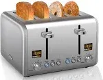 SEEDEEM 4 Slice Toaster Stainless Steel Bread Toaster with Colorful LCD Display