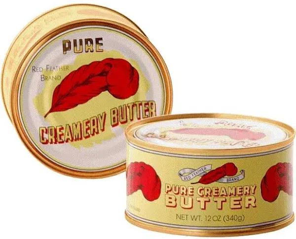 Red Feather Creamery Canned Butter A real butter from new Zealand-100% pure no artificial colors or flavors-Great for Hurricane Preparedness Emergency Survival Earthquake Kit-2 Tins