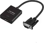 ONTEN VGA to HDMI, 1080P VGA to HDMI Adapter (Male to Female) for Computer, Desktop, Laptop, PC, Monitor, Projector, HDTV with Audio Cable and USB Cable (Black)