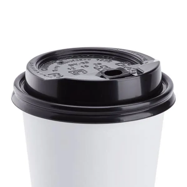 90mm Enclosure Lid for 10-24oz Hot Cups, Black - 1,000 pcs