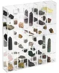 Adjustable Rock Display Case Clear Acrylic Collection Box with Mirrored Arrow...