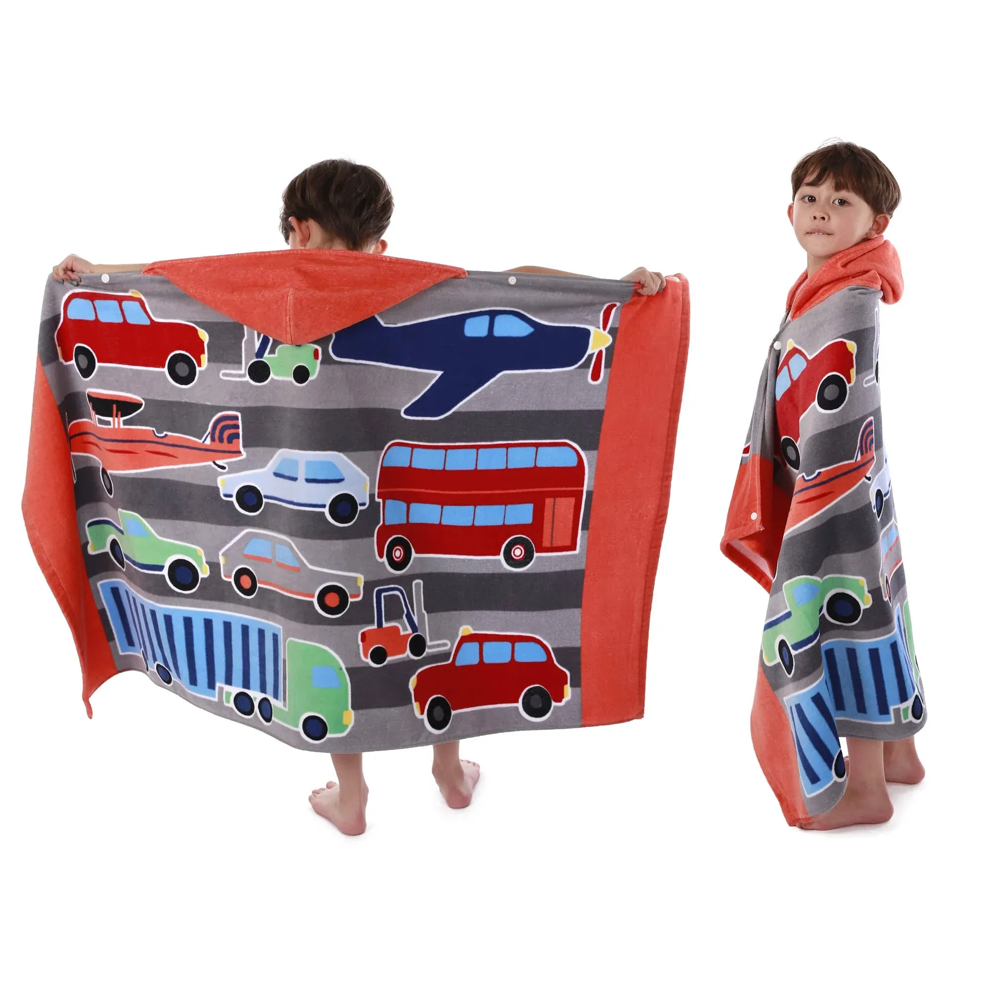 Kids Hooded Beach Bath Towel, Baby Surf Poncho Toddlers Soft Real Cotton Wrap Hooded Towels for Kids Boy Girl