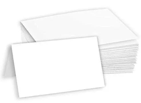 Hamilco Blank Tent Name Place Table Cards 3 1/2" x 2" Folded Card Stock - White Cardstock Paper 80lb Cover - 100 Pack