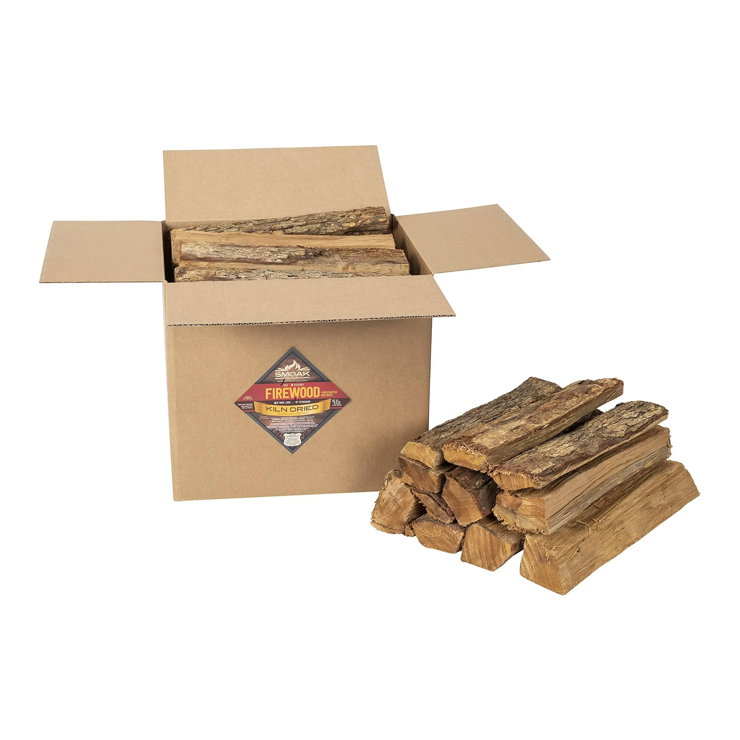 Smoak Firewood Kiln Dried Premium Oak Firewood (Includes Firestarter) Large 16 in ...