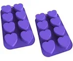 Bakerpan Silicone Heart Mold for Baking, Mini Cake Heart Pan, Valentine's Day Silicone Mold, Heart Muffin Baking Tray, 2 1/4 Inch Hearts, Heart Silicone Mold - 8 Cavities - Set of 2