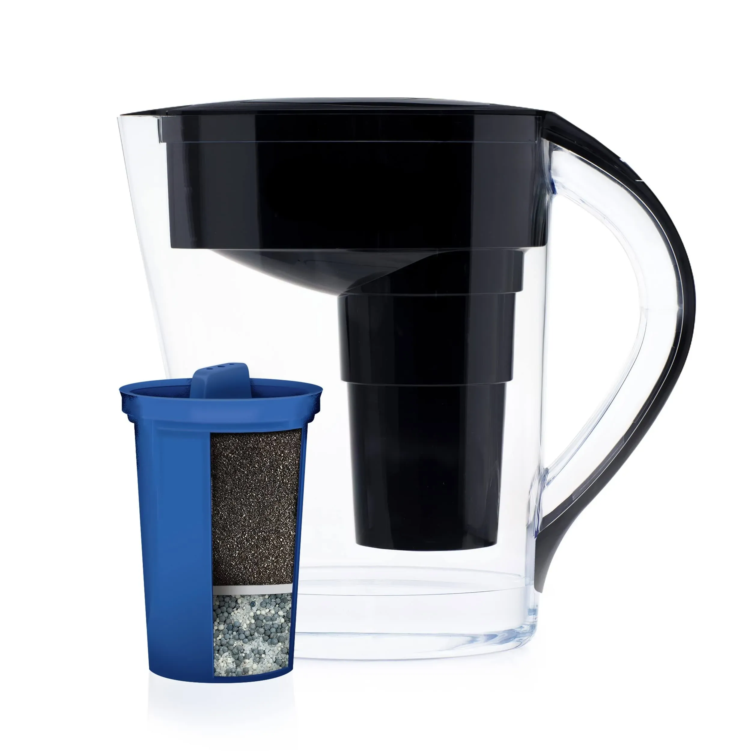 Santevia MINA Alkaline Water Filter Pitcher | 9-Cup at Home Water Filter That Adds Minerals and Makes Water Alkaline | Chlorine and Lead Water Filter | Made in North America