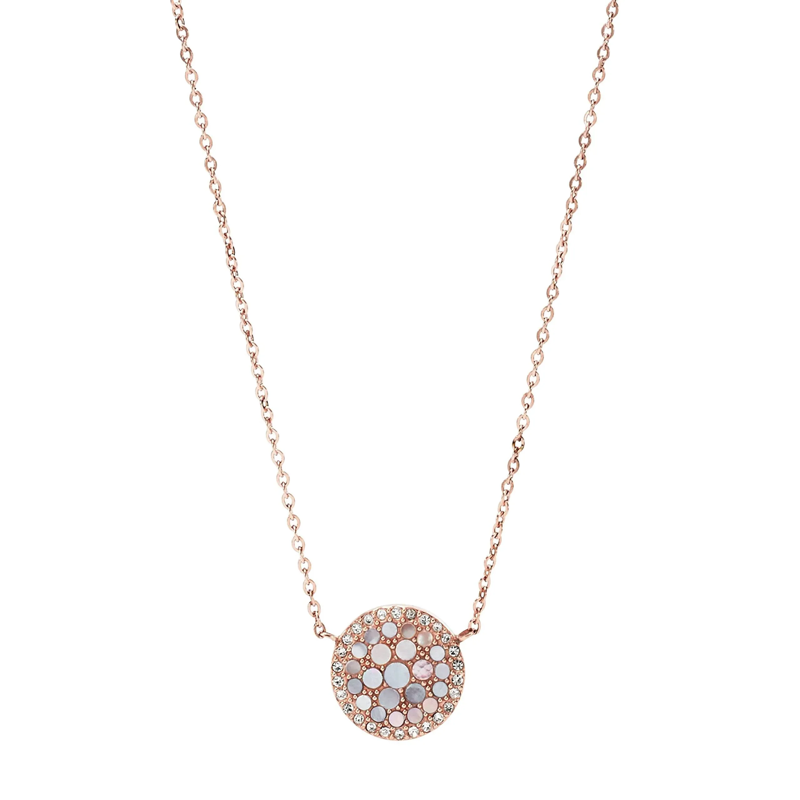 Fossil Women's Rose Gold-Tone Stainless Steel Pendant Chain Necklace for Women