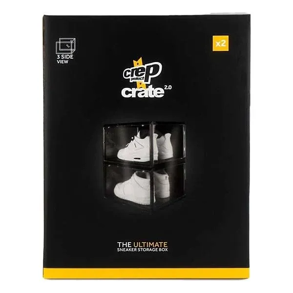 Crep Protect Crates Shoe Storage Box - Ultimate Sneaker Crates 2.0, Shoe Organizer, Stackable Shoe Crates (2 Crates Per Pack)