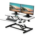 FITUEYES Height Adjustable Standing Desk 36” Wide Sit to Stand Converter Stand Up Desk Tabletop Workstation for Laptops Dual Monitor Riser White SD309103WW