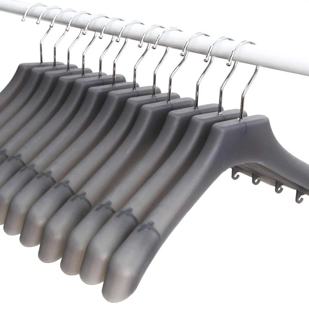 Plastic Extra Wide Suit Hangers, Pack of 12, Width: 15.5x 1.4 Depth, Notched