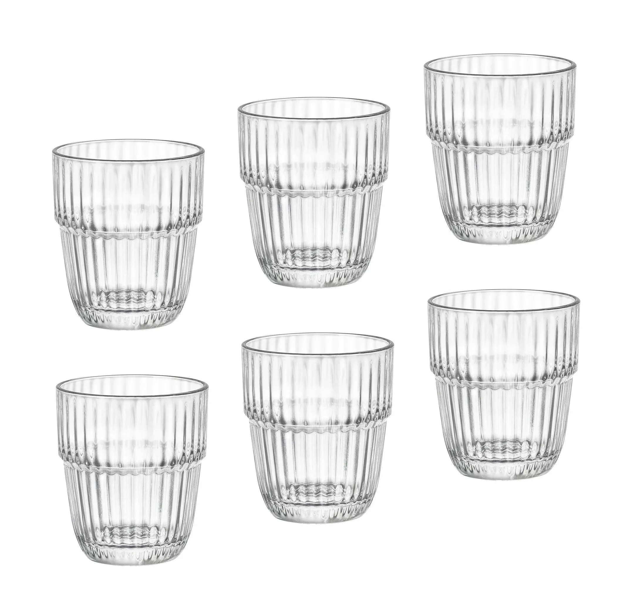 Bormioli Rocco Barshine 13.35 oz. Stackable Double Old Fashioned DOF Drinking Glasses, Clear, Set of 6