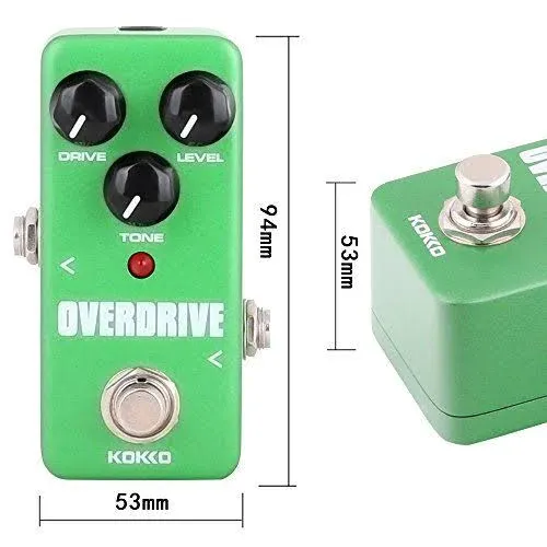 Guitar Mini Effects Pedal Over Drive - Warm and Natural Tube Overdrive Effect Sound Processor Portable Accessory for Guitar and Bass, Exclude Power Adapter Green - FOD3