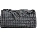 Dark Grey, 104X90-Inch Bedsure Cooling Cotton Waffle King Size, Couch And Sofa.