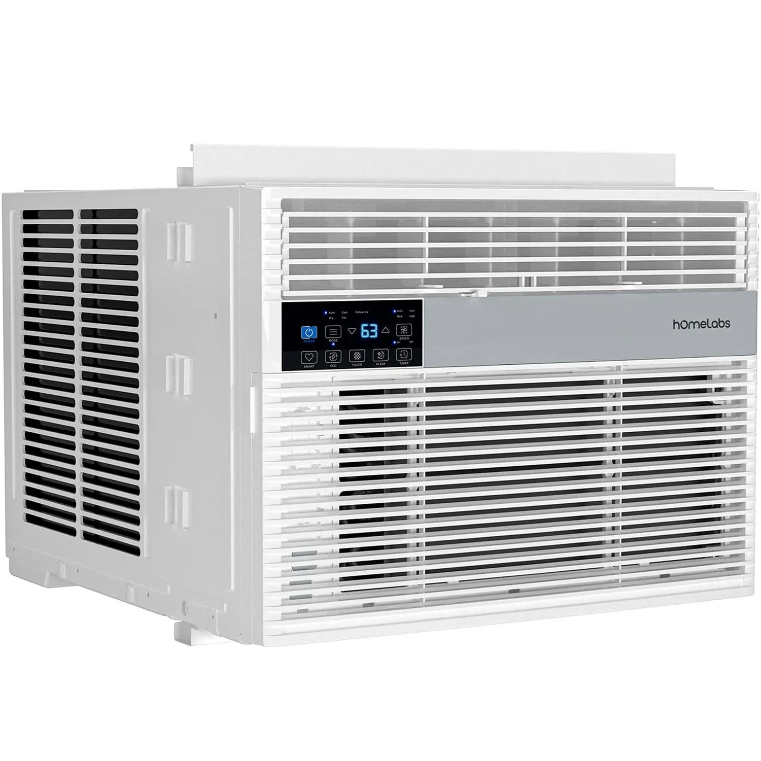 hOmeLabs 12,000 BTU Window Air Conditioner with Smart Control - Low Noise AC Unit with Eco Mode, LED Control Panel, Remote Control (New 2022 Model)