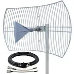 Waveform Griddy: Grid Parabolic Antenna Kit for 4G LTE, 5G NR, and WiFi | 40 km Range | +26 dBi | Works w/Cell Boosters, Modems, Routers, and Gateways | Kit w/ 30 ft RS400 Cable & TS9 & SMA Adapters