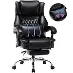 YINGTOO High Back Massage Reclining Office Chair with Footrest Executive Computer Home Desk Massaging Lumbar Cushion Adjustable Angl