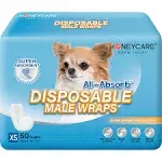 Honey Care All-Absorb A25 Male Dog Wrap, 50 Count, Medium, Super Absorbent, Breathable, Wetness Indicator