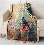 Barefoot Bungalow Eden Peacock Quilted Throw Blanket