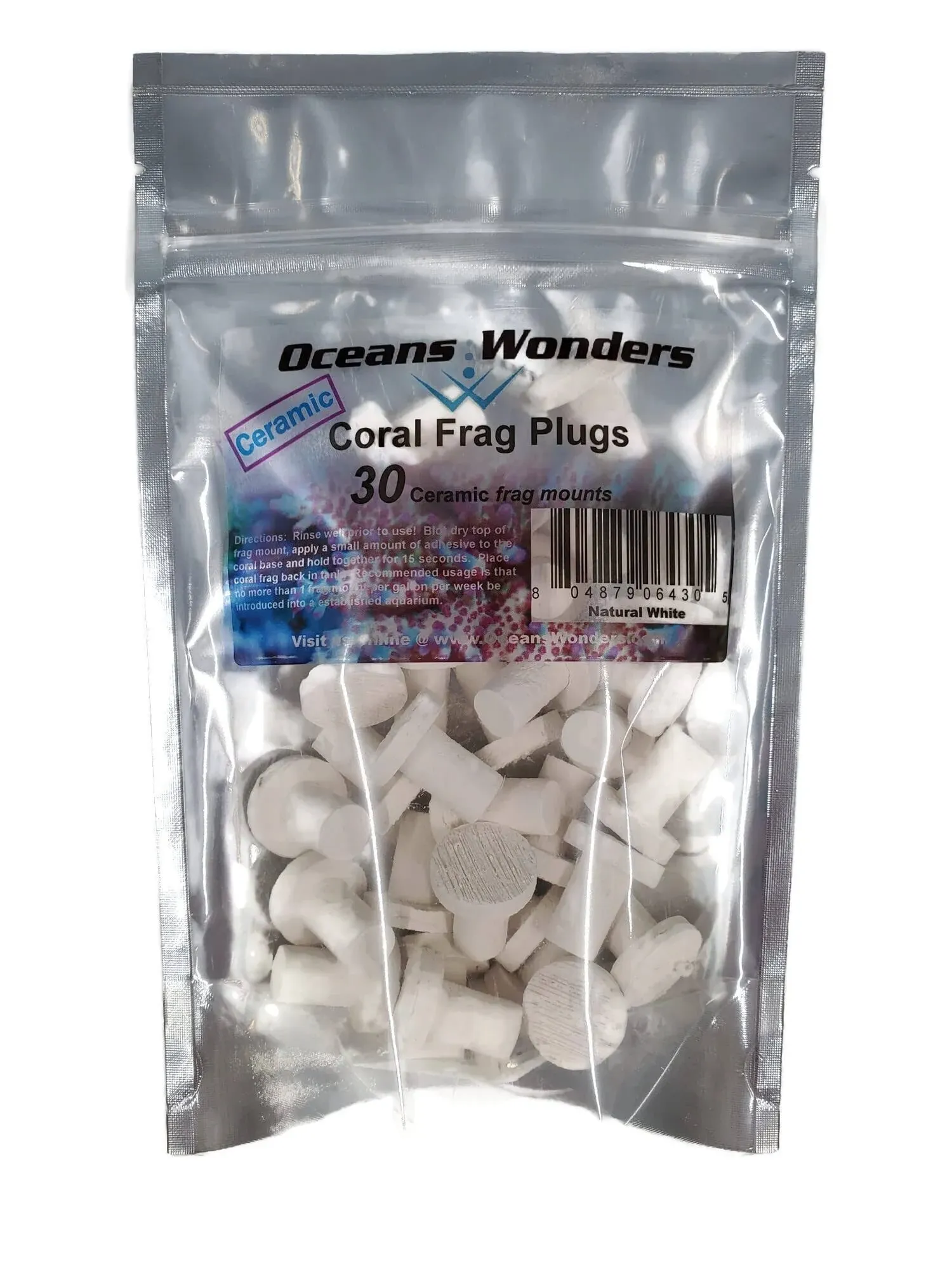 Oceans Wonders Ceramic Bright White Coral Frag Plugs 30 Pack