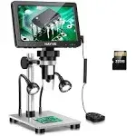 7" LCD Digital Microscope, 1200X Magnification for Coin PCB Circuit Repair Soldering, 12MP Camera Sensor Coin Microscope，32GB TF Card，Wired Remote, 10 LED Light, Compatible with Windows/Mac OS