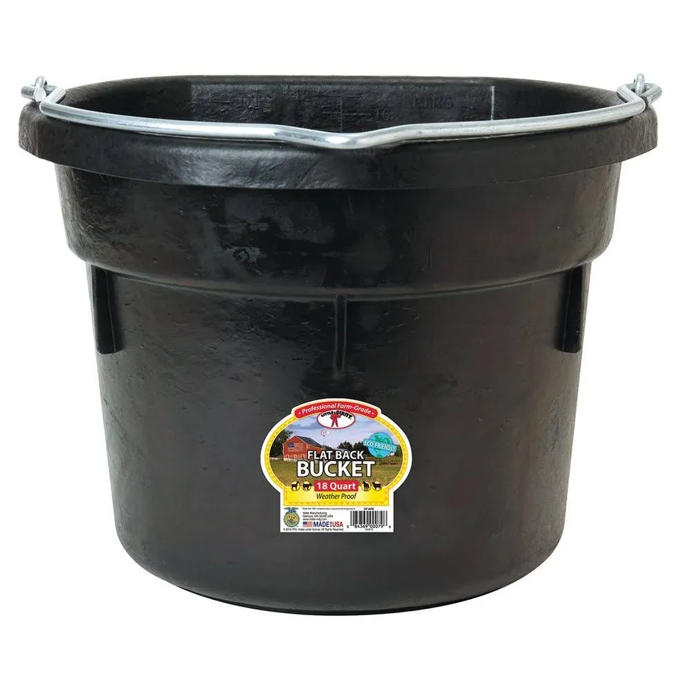 Little Giant® Flat Rubber Bucket | Rubber Water Bucket for Horses | Flat Back Bucket | 18 Quarts