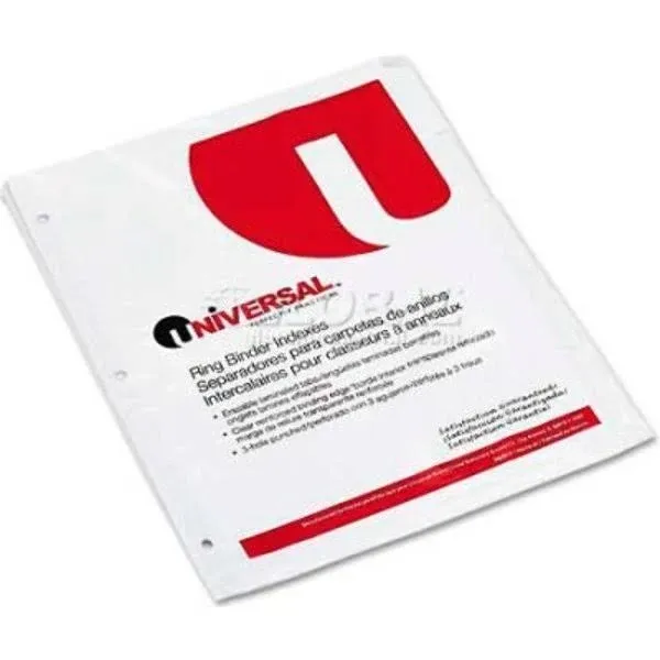 Universal Deluxe Write-on/erasable Tab Index, 5-tab, 11 X 8.5, White, White Tabs, 1 Set