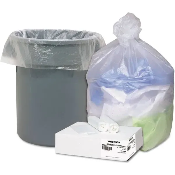 Webster Ultra Plus High-Density Trash Can Liners, 31-33 Gallons, 11 Mic Thick, 33" x 40", Box Of 100