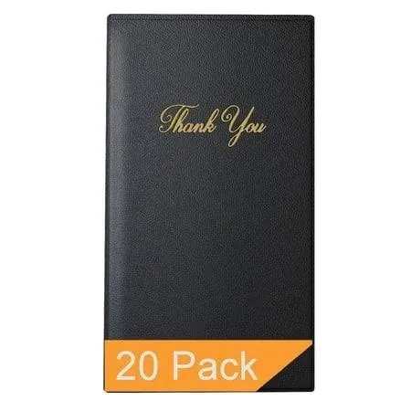 24 Restaurant Check Presenters - Guest Check Card Holder with Gold Thank You.