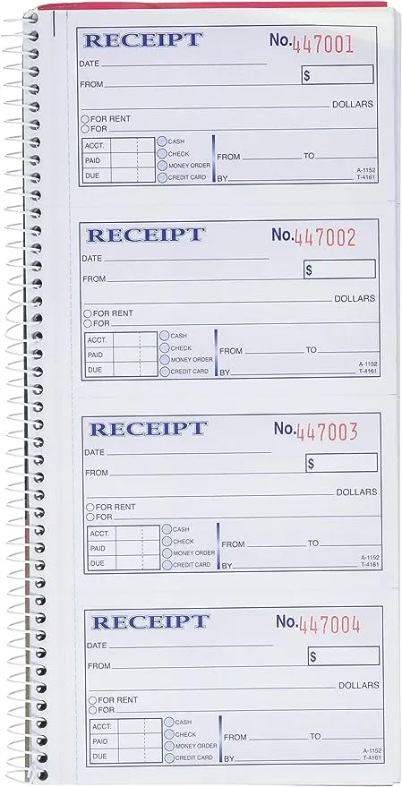 Adams Business Forms SC1152 Two-Part Rent Receipt Book