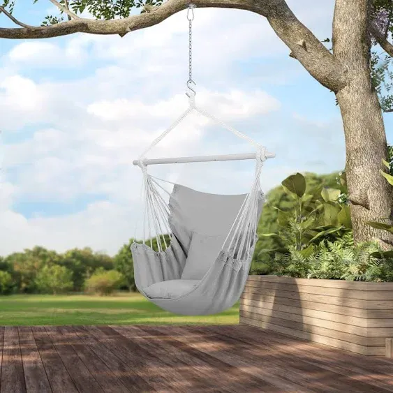 Large Hammock Chair Swing, Relax Hanging Rope Swing Chair with Detachable Metal ...