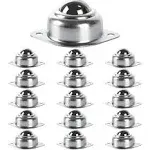 Shanqian 16 Pcs 1 inch Roller Ball Transfer Bearing, Flange Mounted Carbon Steel ...