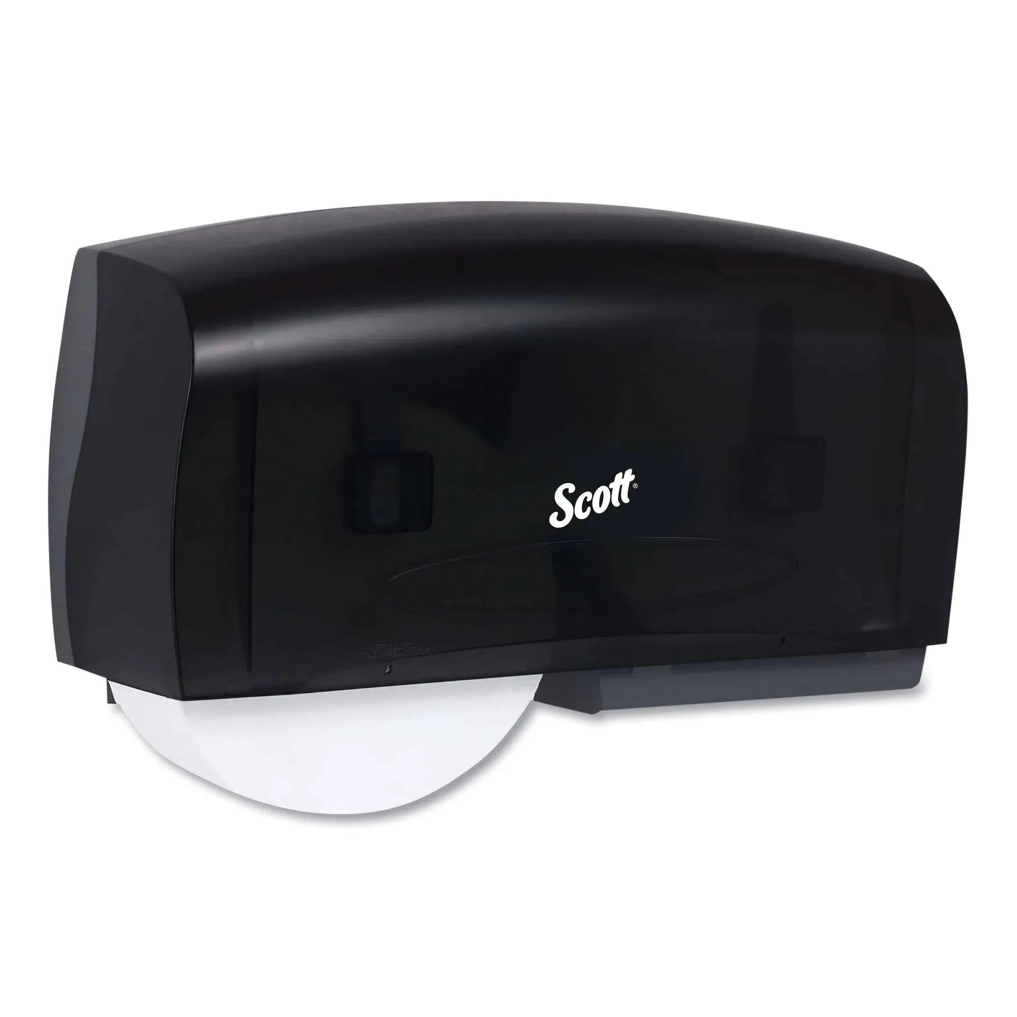 Scott® Essential™ Coreless Jumbo Roll Toilet Paper Dispenser (09608), 2 Roll Capacity, Black, 20.1" x 10.9" x 5.9" (Qty 1)