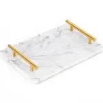 White Marble Tray with Gold Handles, Marble Perfume Tray, Vanity Tray, Bathroom