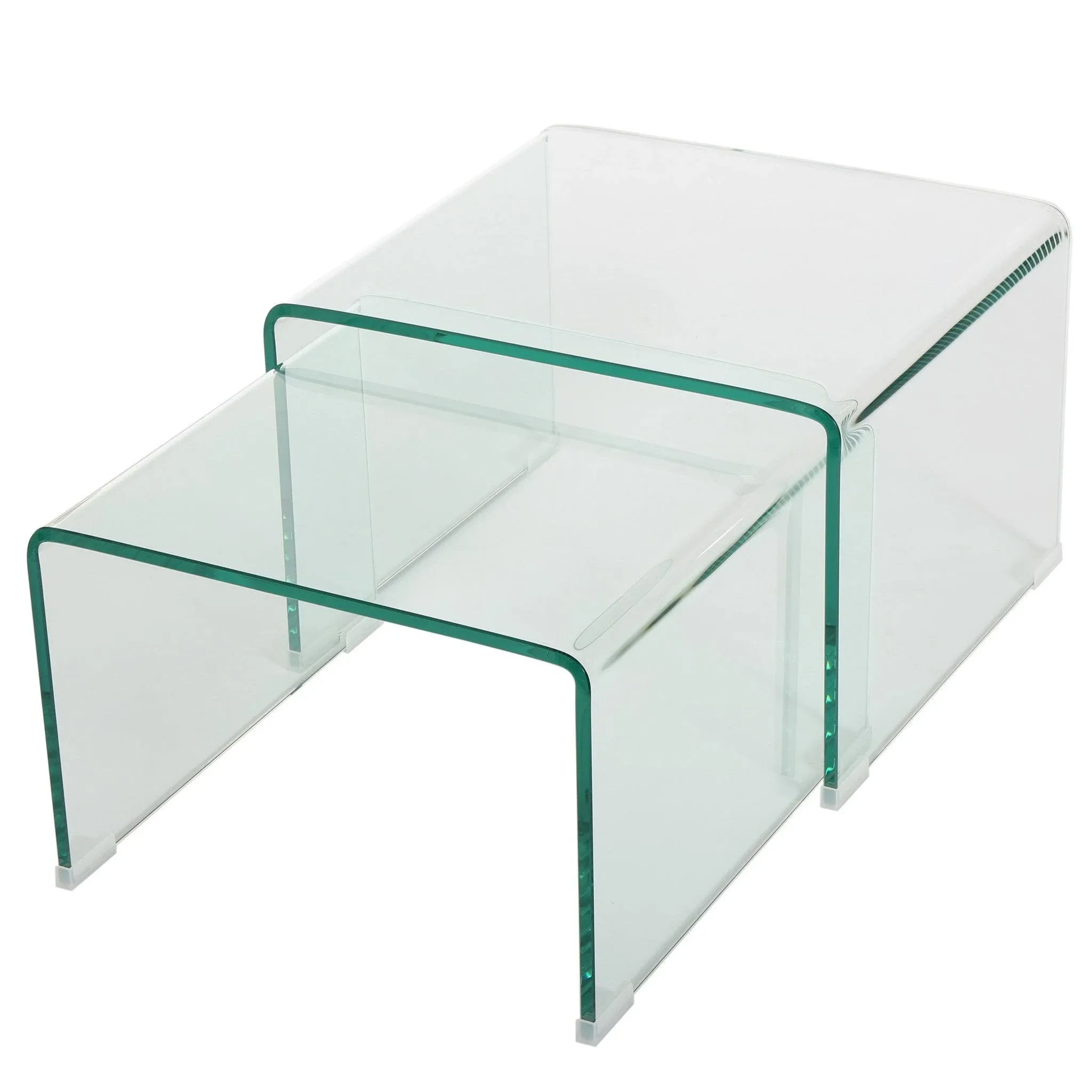 Christopher Knight Home Harlynn 12mm Tempered Glass Nesting Tables, Clear