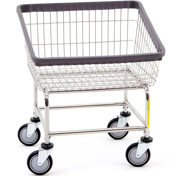 R&B Wire Products 100T Front Loading Wire Frame Metal Laundry Cart - Chrome