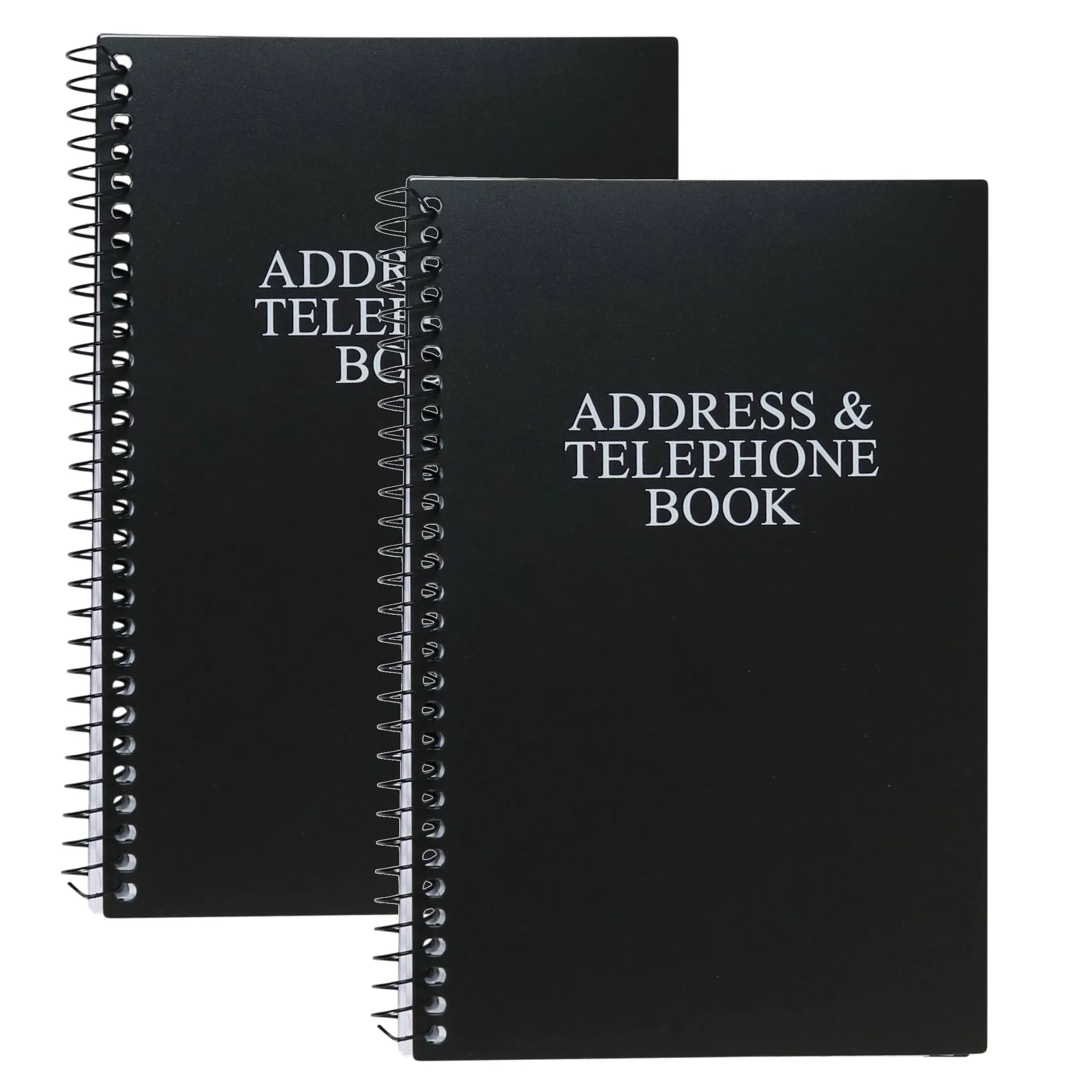 Iconikal Address and Telephone Book, Black, 8 x 5 inches, 2-Pack