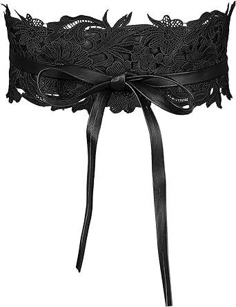 Allegra K Womens Lace Wide Waist Belt Wrap Around Obi Croset Belts Bowknot