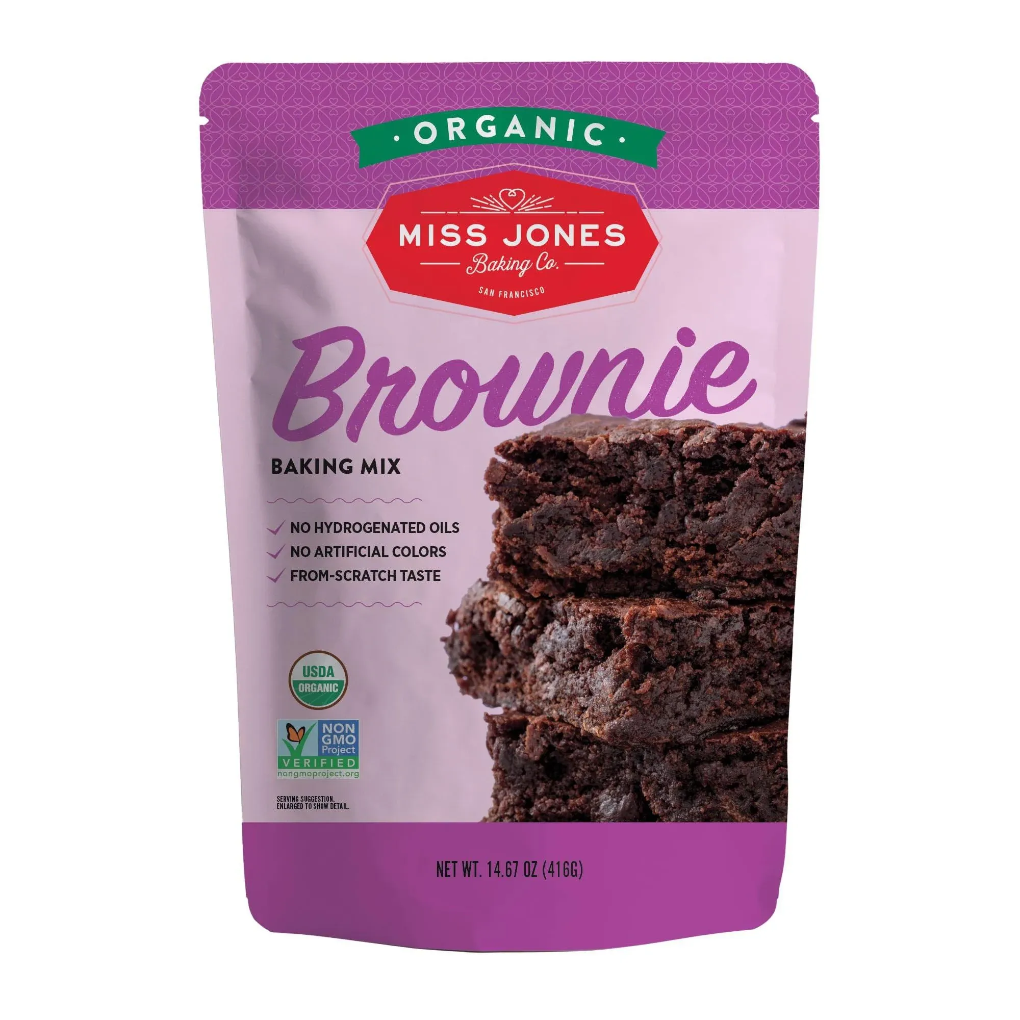 Miss Jones Baking Organic Fudge Brownie Mix, Non-GMO, Vegan-Friendly: Rich Cocoa (Pack of 1)