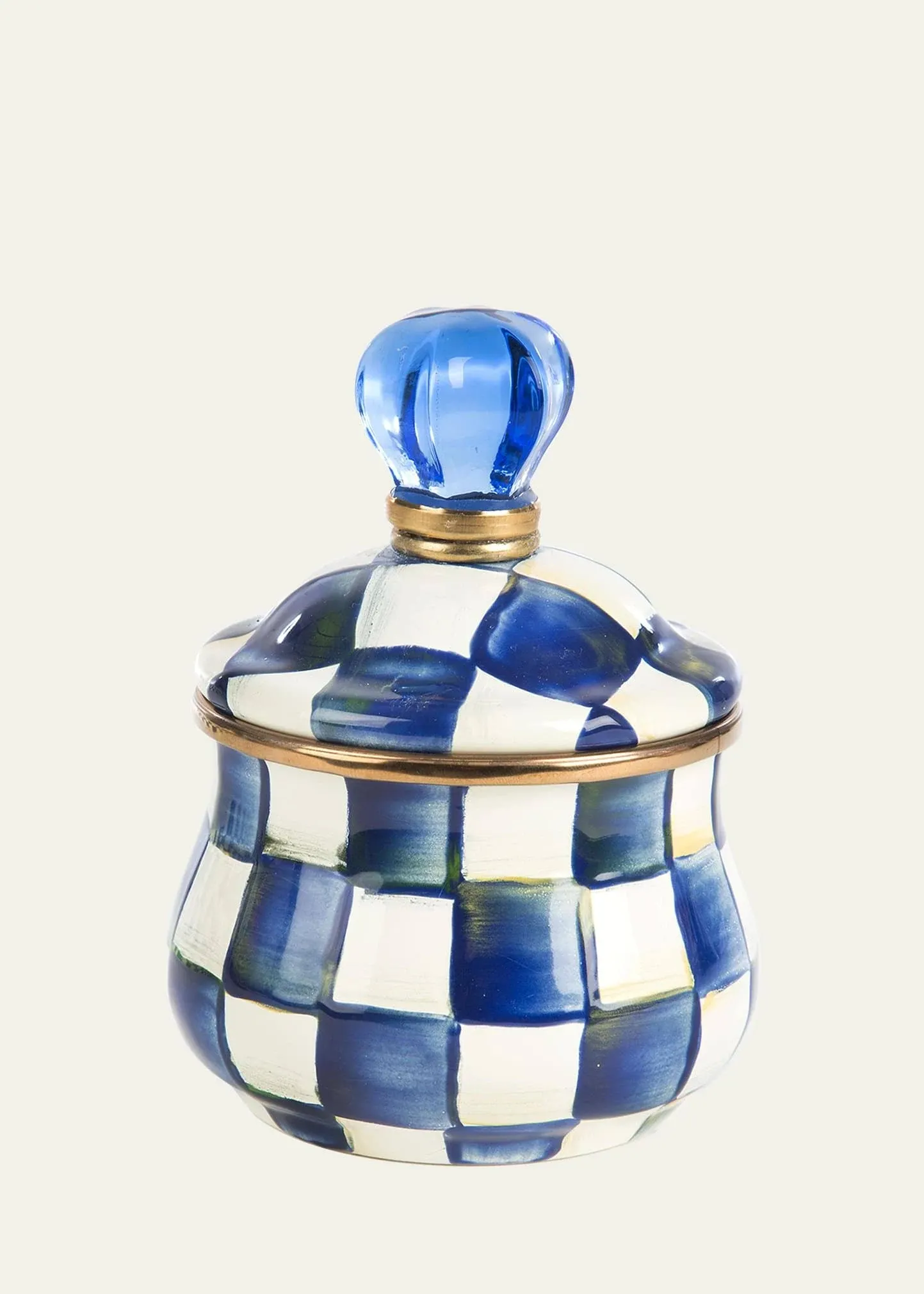 MacKenzie-Childs Royal Check Enamel Lidded Sugar Bowl