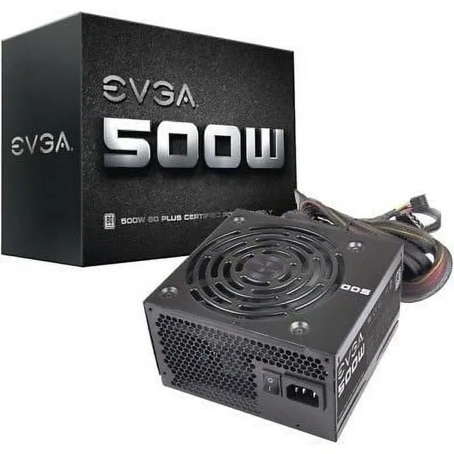 EVGA 500W 80Plus Power Supply Unit (100-W1-0500-KR) - Internal - 12 V DC Output - 500 W - 1 +12V Rails