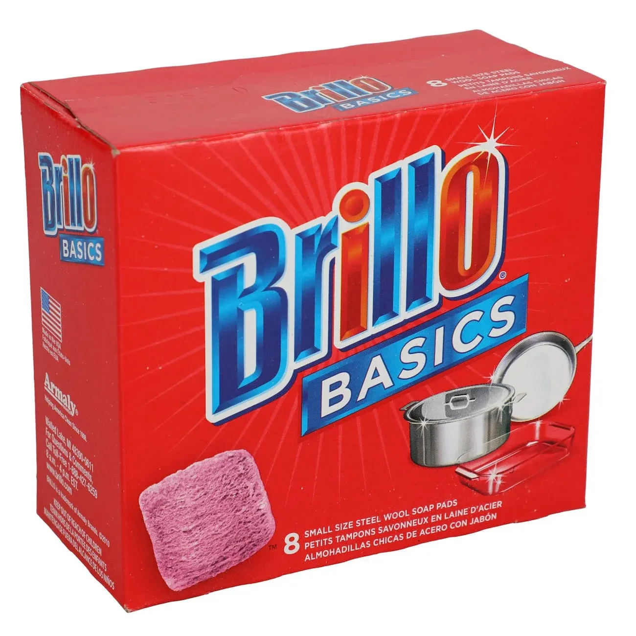 Brillo Basics 8 Small Steel Wool Soap Pads NIB Factory Sealed