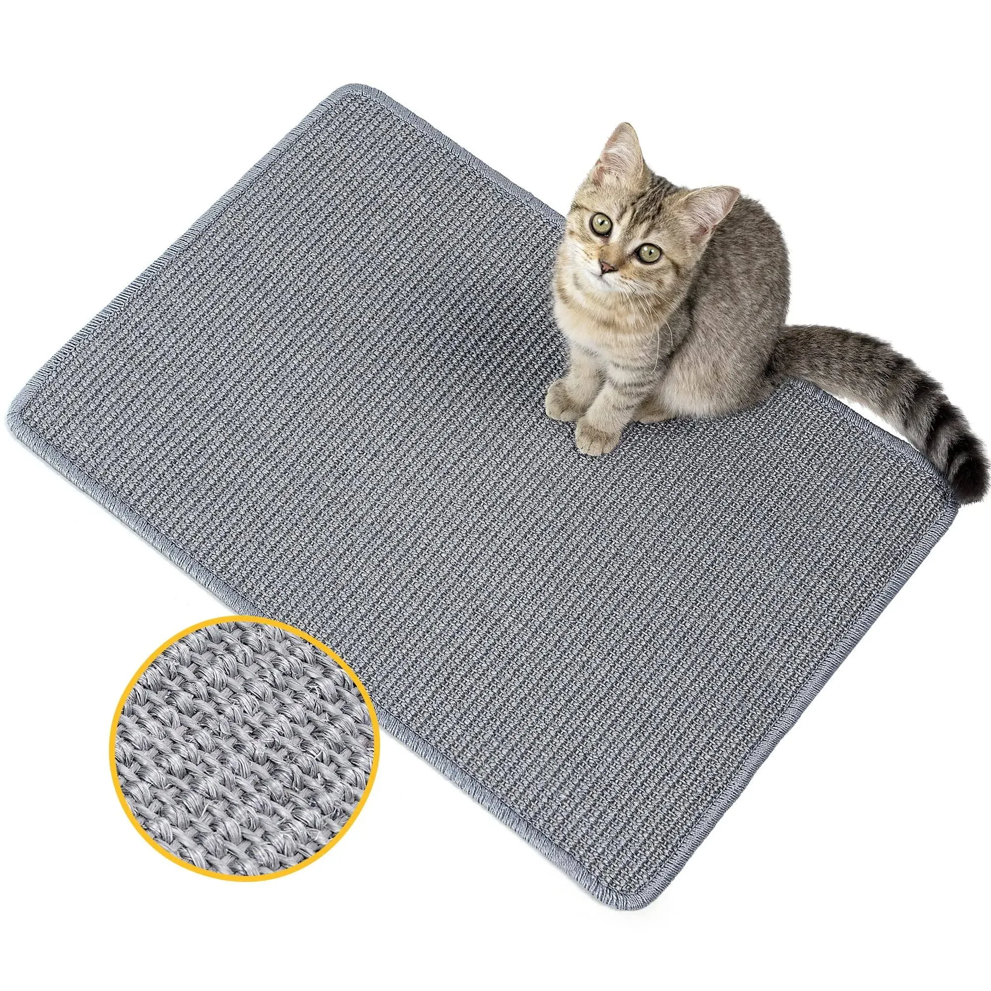 Cat Scratcher Mat,Natural Sisal Cat Scratch Pad,Horizontal Floor Cat Scratching Pads Rug for Indoor Cats Grinding Claws Nails,Cat Furniture Protector for Couch & Carpets & Sofas