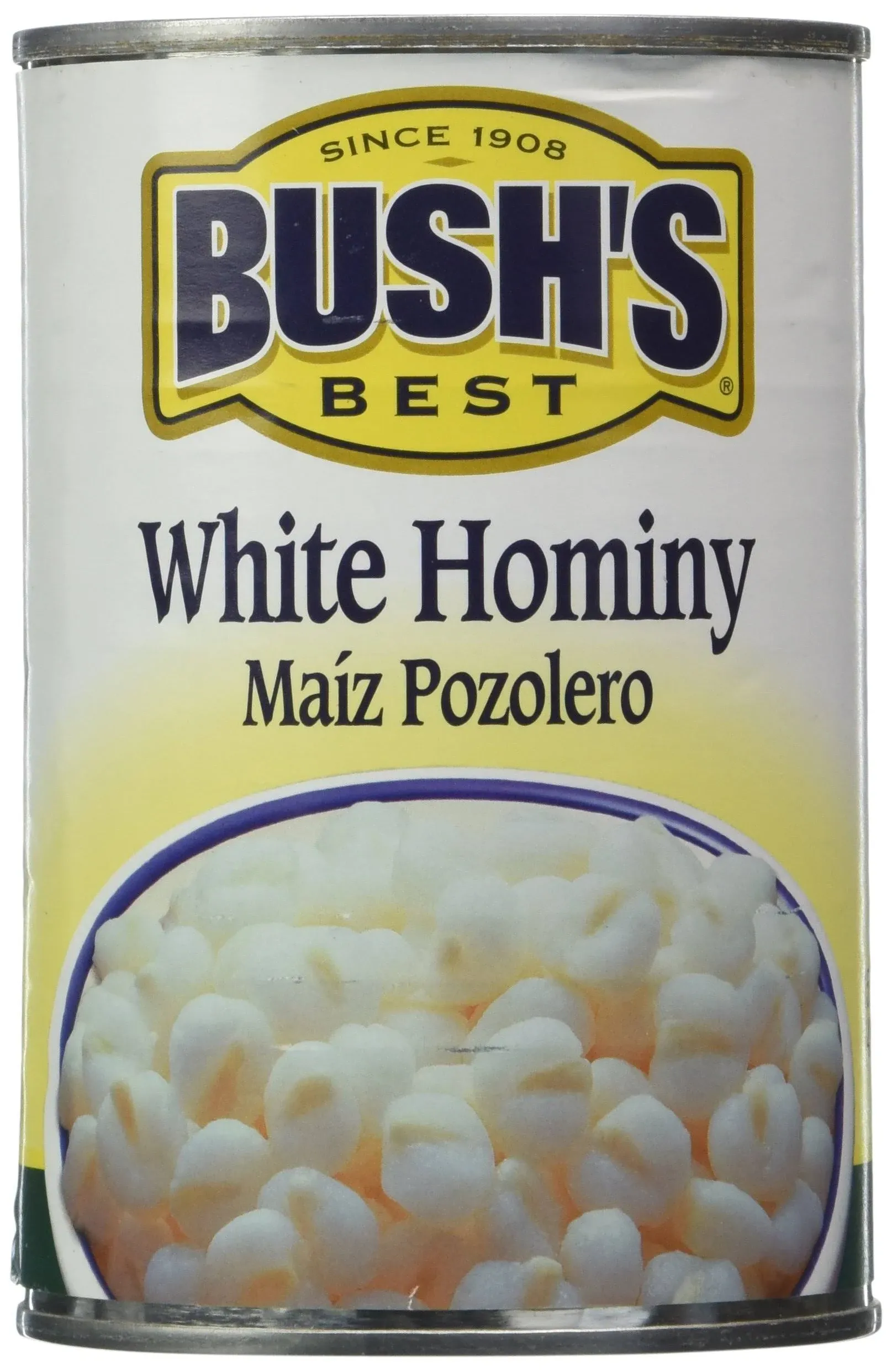 Bush's Best White Hominy, 15oz Can, Pack of 6