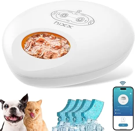 HIXX Automatic Cat Feeder, 4 Timed Meals, 4 Ice Packs, WiFi App Control, Voice ...