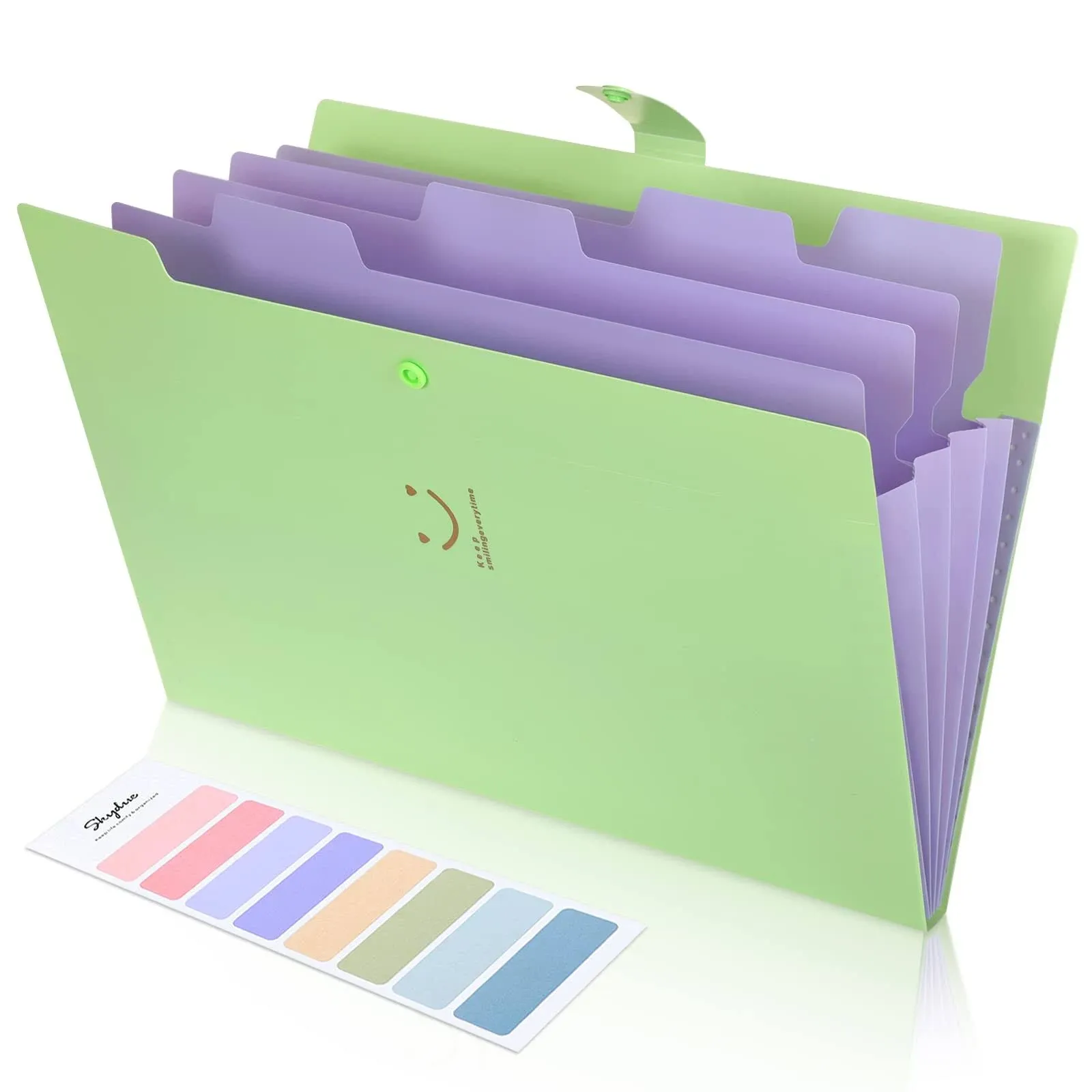 SKYDUE Letter A4 Paper Expanding File Folder Pockets Accordion Document Organizer (Green)