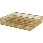 Ryder Gold-Tone Mesh Metal 6 Compartment Large Desk Drawer Organizer for Accessories and Office Supplies