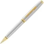 Polished Chrome Gold Tone Ballpoint Pen Writing Office Ink Marker Note Paper Gel